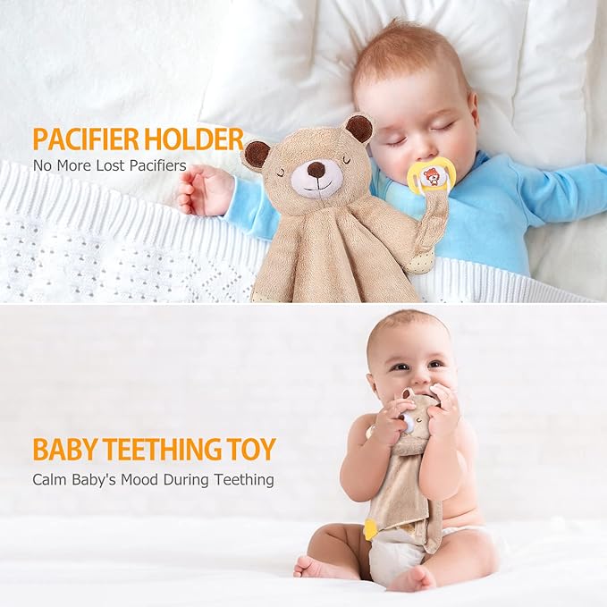 BEREST Rechargeable Baby Cry Sensor Sleep Soother Heartbeat Bear Lovey Blanket Comforter Toy, Help Newborns Go to Sleep Faster & Stay Asleep Longer, Great Nursery Decor Infants Shower Gifts