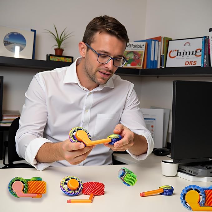 2Pack 3D Printed Spiral Fidget Spinner Toys Gears,Fidget Toys for Kids Adults, Sensory Toy for Anxiety Stress Relief, Novelty Gifts for Friends,Valentine Christmas Classroom Gifts for Kids