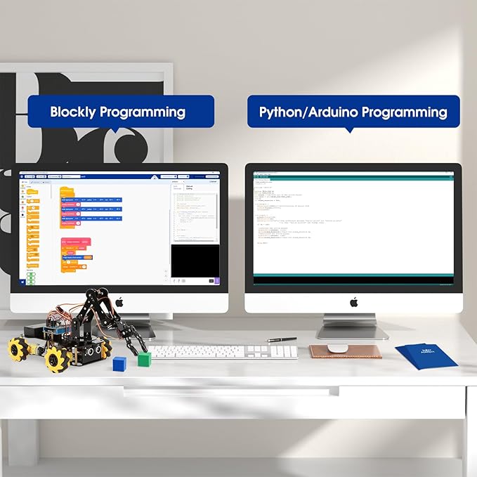 ACEBOTT Robot Arm Expansion Pack Smart Car Starter Kit, Robotics Kit for Kids Ages 8-12 12-16, STEM Toys Coding Robot Kit for Teens & Adults(QD007)