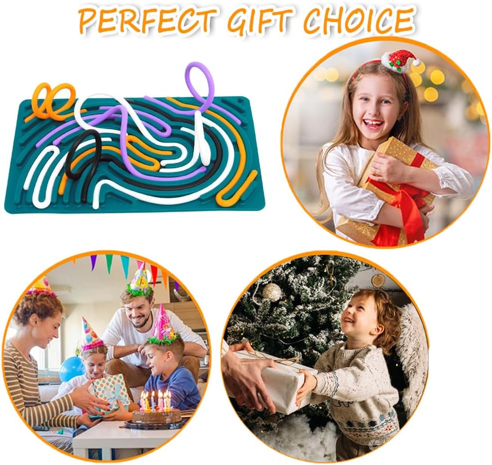 2 Pack Sensory Activity Board Fidget Toys for Calming, Silicone Double-Sided Design Quiet Sensory Toys for Kids and Adults Autism ADHD Stress Relief Toy Games Birthday Party