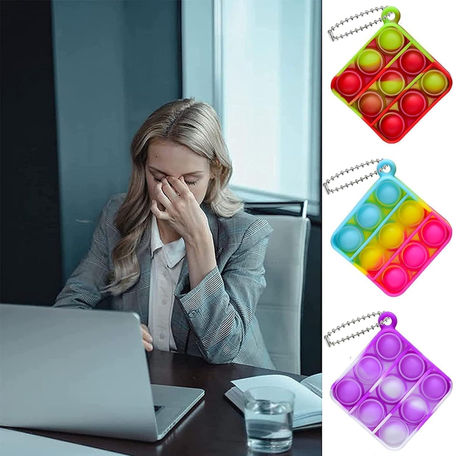 28 PCS Mini Pop Fidget Toys Pack Party Favors,Silicone Squeeze Pop Bubble Fidget Bulk Sensory Toys, Pop Keychain Bubble Toy Party Bag Fillers for Kids