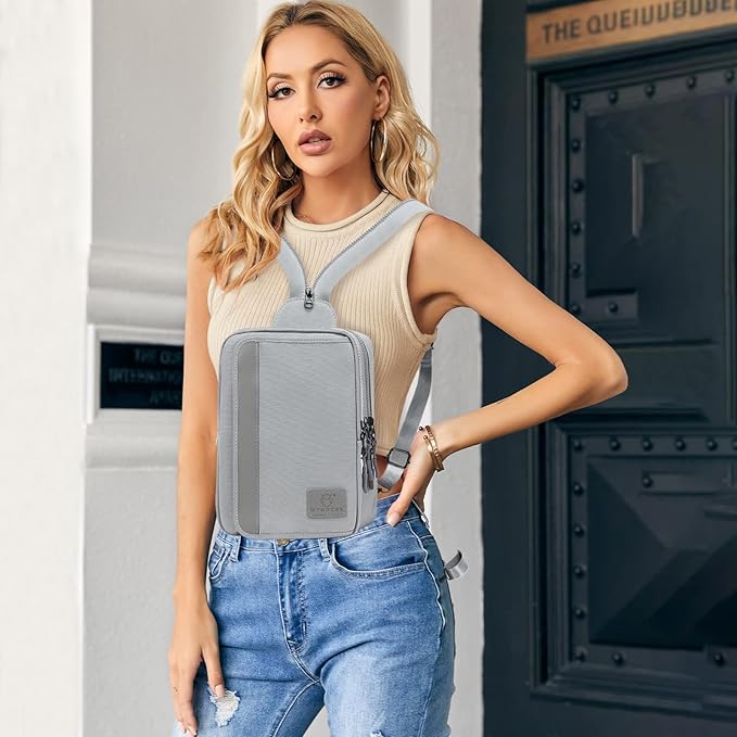 MYHOZEE Sling Bag Crossbody Backpack Purse - 2 in 1 Nylon Cross Body Bag Diaper with Wipes Pouch, Water Bottle Pocket