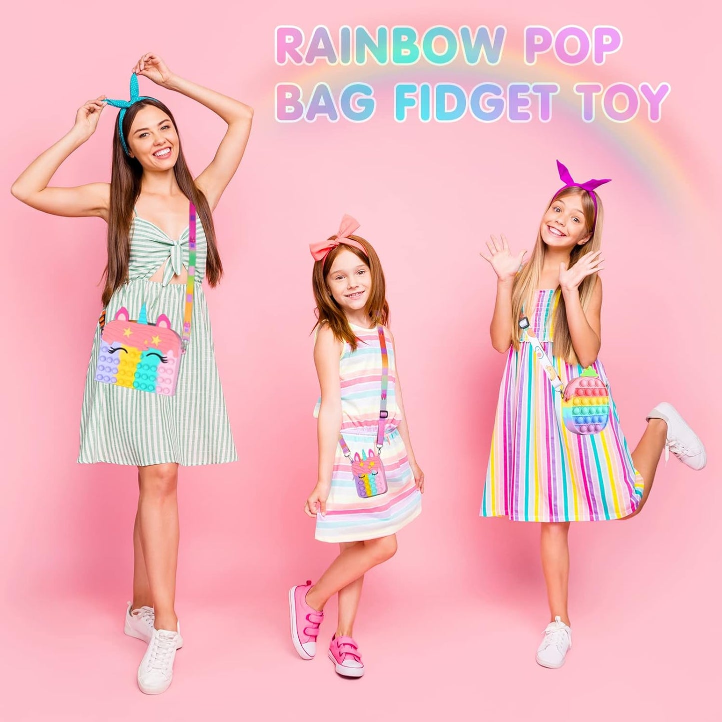 Aucma 2 Pack Purse for Girls Toys Wallet Pink Unicorn Butterfly Crossbody Handbag Messenger Cute Bag Kid Birthday Valentines Gift