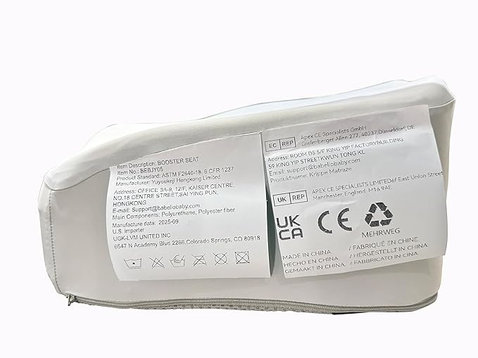 Babelio Ergo-Designed Booster Seat for Kitchen Chair, Promote Proper Upright Posture, Toddler Booster Seat for Dining Table, Removable & Washable Cover, Suitable for 18 Months to 5 Years, Grey