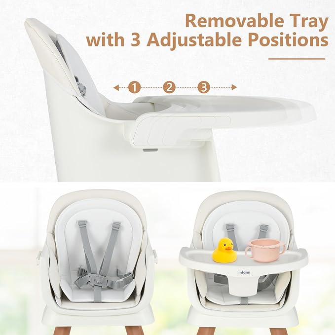 INFANS 8 in 1 Baby High Chair, Convertible Highchair for Babies and Toddlers, Infant Dining Booster Seat, Building Block Table, Kids Stool Table Chair Set with Removable Tray (8 in 1, White)