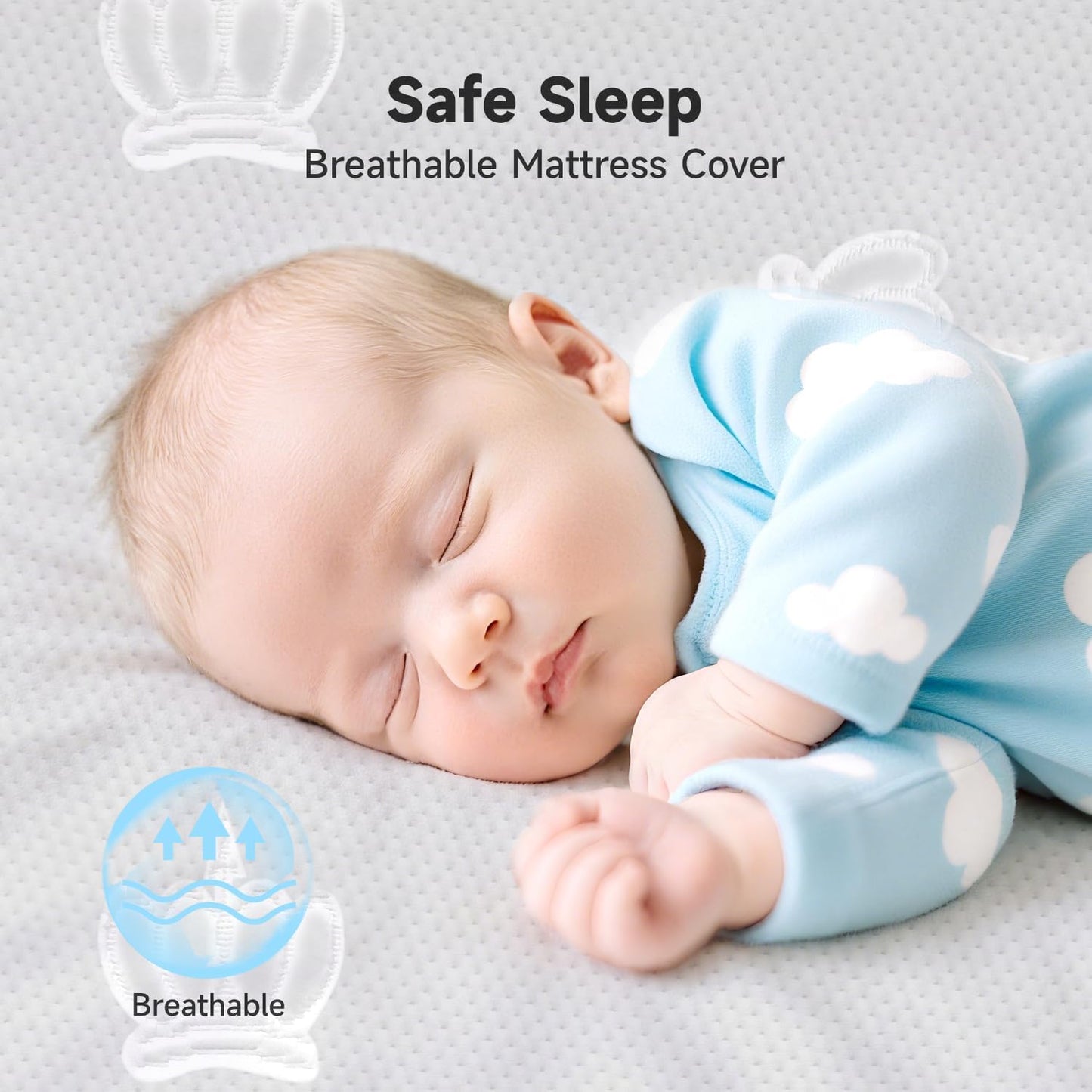 Breathable Crib & Toddler Mattress, Dual-Sided, Memory Foam, Waterproof, Removable and Machine-Washable Cover for Toddler and Baby, Standard Size Baby Mattresses for Crib 52" x 27" x 5