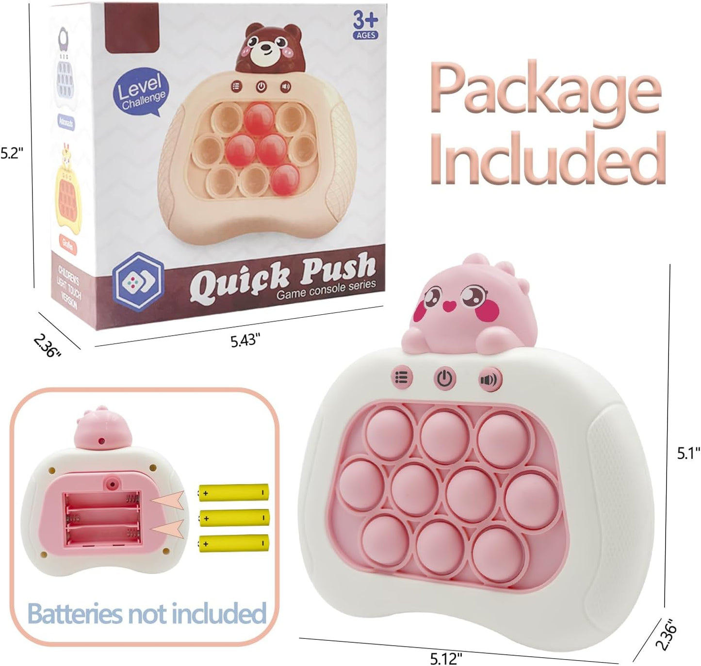 Pop Fidgets Game Toys,Handheld Speed Pushing Game Machine,Quick Push Game,Fidget Game Toy for 6 7 8 9 10 11 12 Boys Girls Teens（Dino）