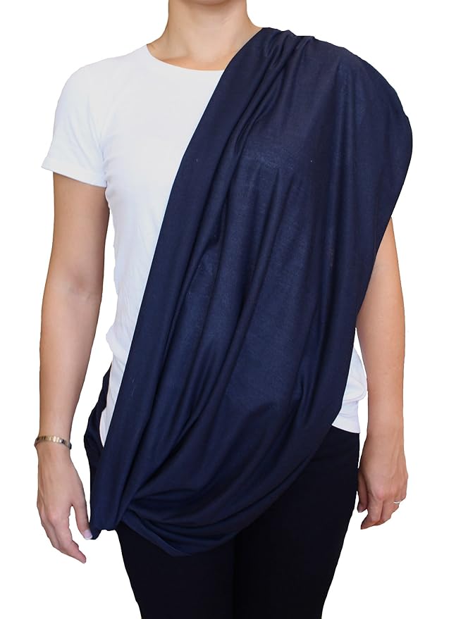LK Baby Infinity Nursing Scarf Breastfeeding Cover Ultra Soft Premium Jersey Polyester (2pk black/navy)