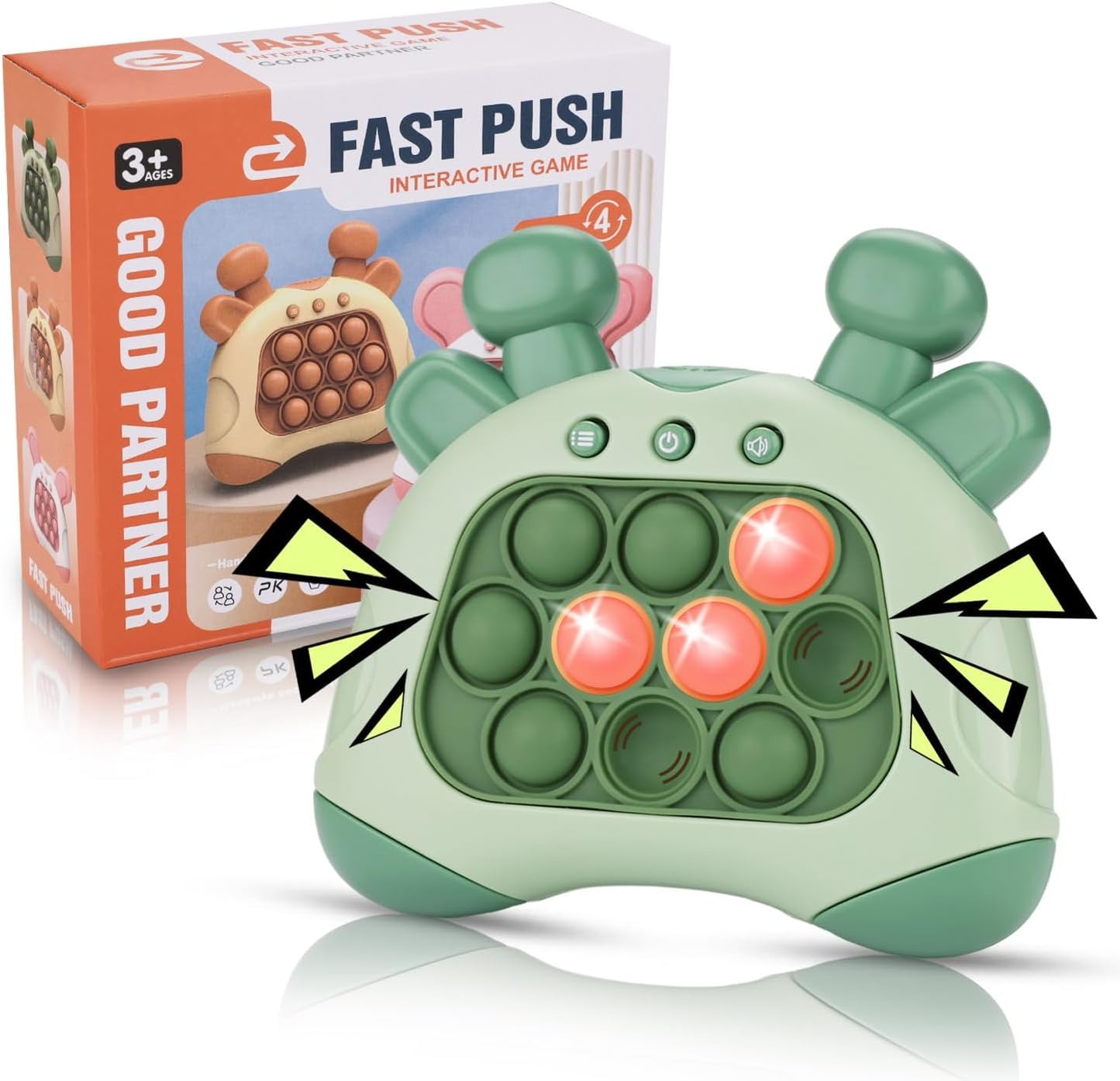 Fast Push Game, Deer Handheld Speed Push Bubble Game Console, Light up Pop Game Sensory Fidget Toys for Kids, Autism Sensory Toys, Birthday Easter Toy for Boys Girls Adults(Green)