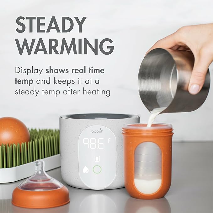 Boon Tempro Direct Heat Breastmilk Warmer - Retains Nutrients in Baby Formula and Breastmilk - Quick Liquid Warmer with Real Time Temp Reading - Breastfeeding Essentials