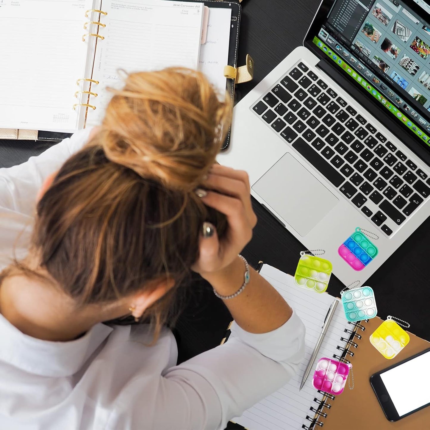 60 Pcs Mini Pop Bubble Fidget Toys, Silicone Keychain Small Pop Bulk for Party Favors, Classroom Prizes, Easter Basket Goodie Bag Stuffer Christmas Birthday Valentine for Kids Student