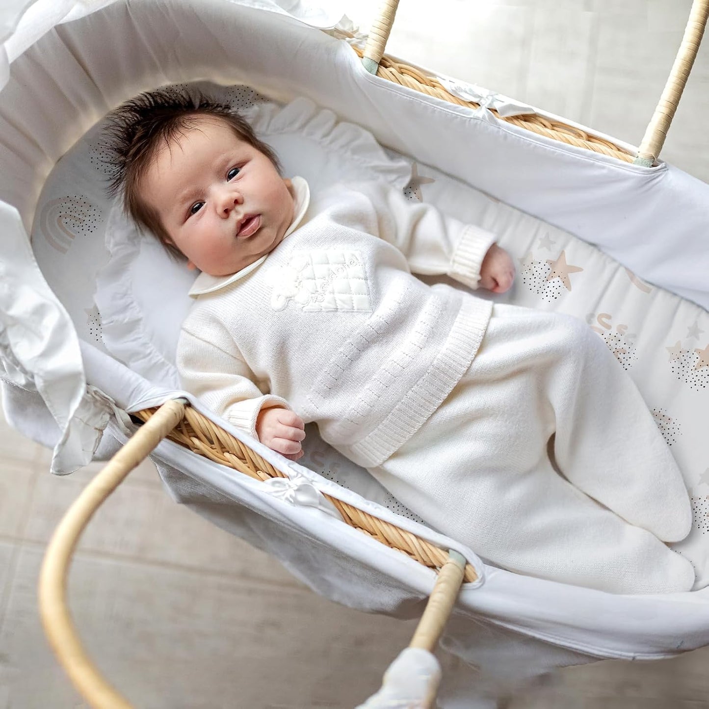 Gllquen Baby Bassinet Sheets 4 Pack, Breathable Cozy Fitted Mattress Sheet, Elastic Travel Crib Fashionable Pattern, Standard Cradle Safe Sheets for Baby Boys Girls 32"x16"(Rainbow)