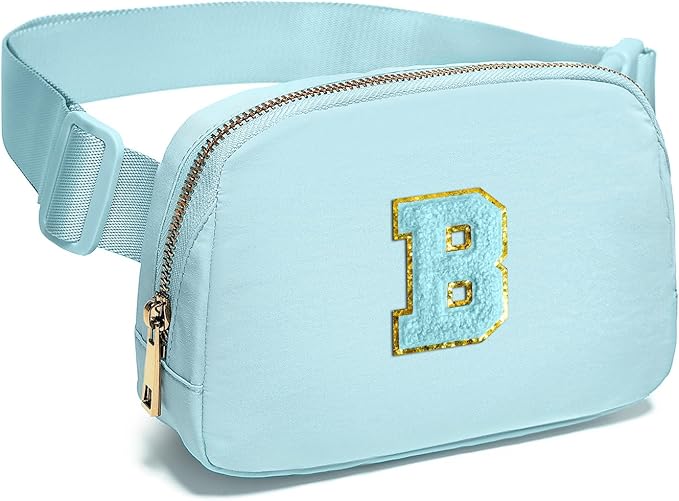 Gitus Gifts for 8 9 10 11 12 Year Old Girls Belt Bag Fanny Pack Crossbody Bags with Initial Letter Patch Cute Stuff Birthday Gifts for Teen Girls Women Personalized Trend Stuff (Icing Blue-B)