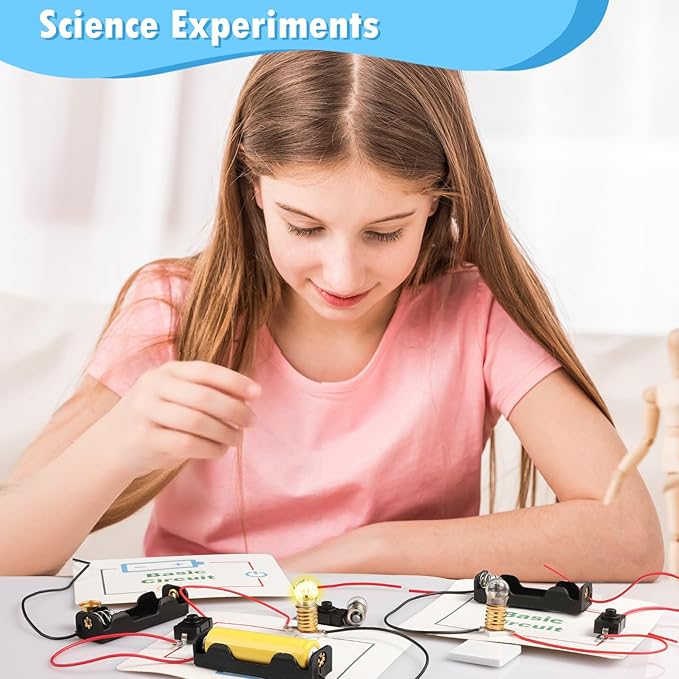 12 Bulk Electric Circuit Kit for Kids Age 6-8 8-12, Basic Circuits Science Light Bulb Experiments for Beginners, Class STEM Projects STEAM Activities, Classroom Educational Circuit Board Building Kits