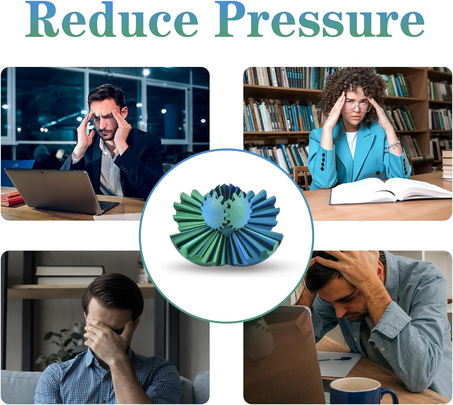 3D Printed Gear Sphere Ball – Colorful Gear Ball Fidget Gear Sphere Puzzle Cube Stress Relief Toy for Office and Home Decor Unique Gift Idea for Friends and Family (Blue&Green)