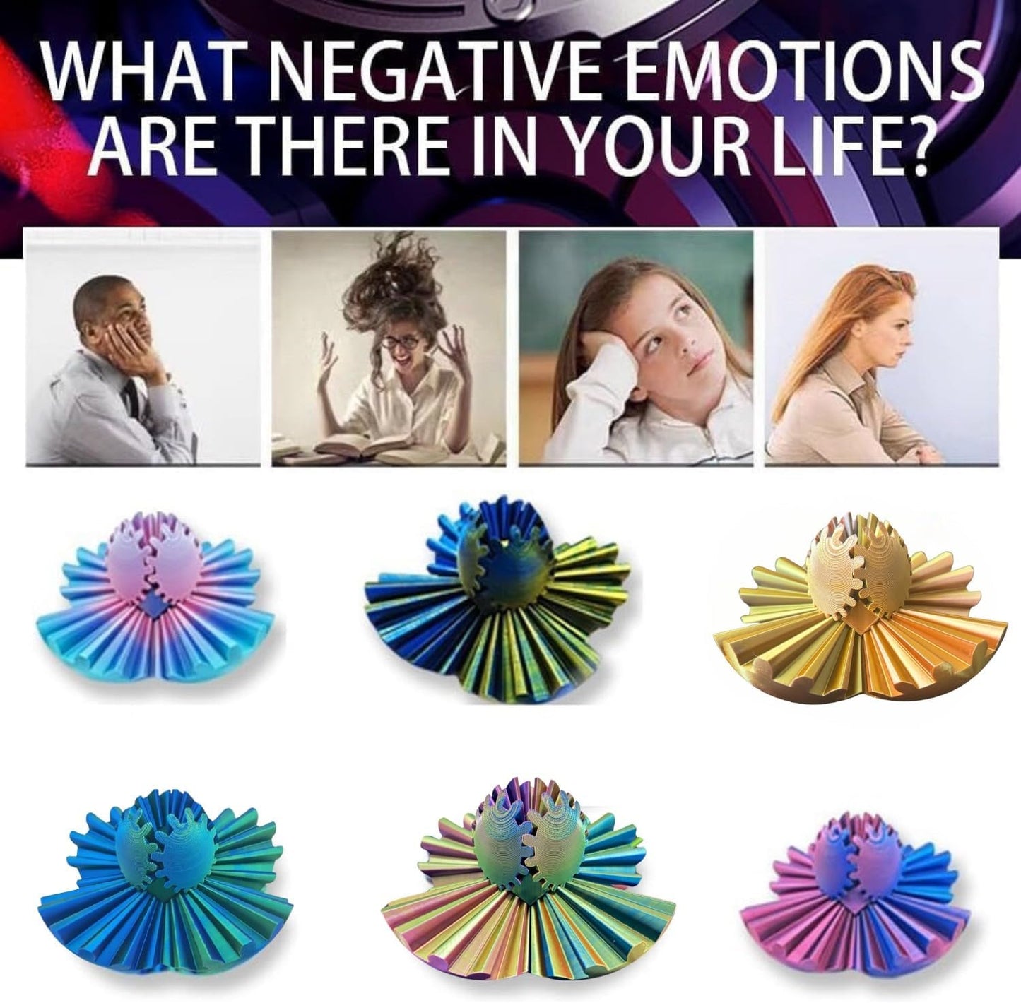 Gear Ball, 4.2in 3D Printed Gear Ball Spin Ball Cube Fidget Toys, Gear Sphere, Gear Balls Fidget Toy, Stress Ball, GearSphere Desk Toy, Fidget Balls, Gear Toy for Anxiety Relaxing (Laser Blue Gold)