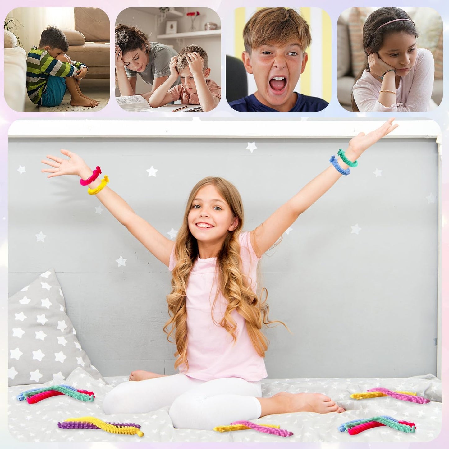 40 Pack Stretchy String Fidget Toys,Alpaca Sensory Noodle Strings,Textured Stretchy String for Kids Adults Stress Relief,Party Favors,Christmas Stocking Stuffers