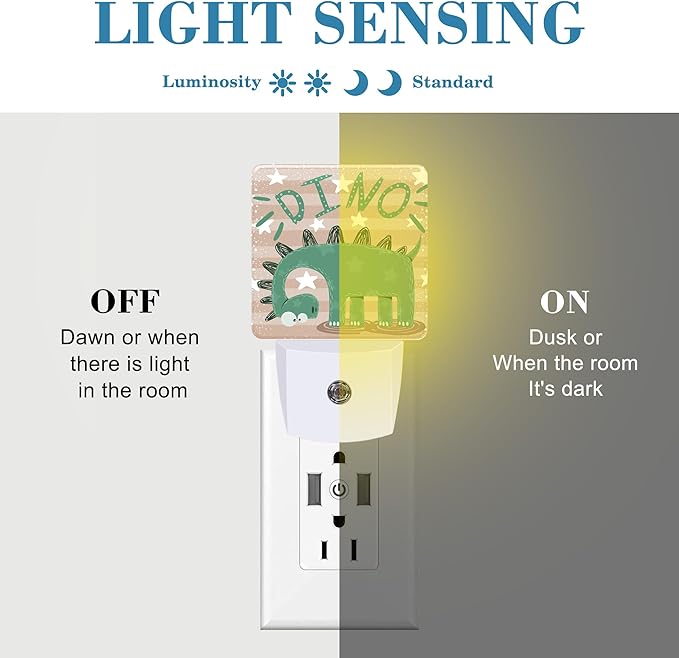 Night Light for Kids Girls Boys, Cute and Funny Dinosaur LED Night Light Plug into Wall with Dusk to Dawn Sensor for Room Decor, Hallway, Kitchen, Bathroom, Nursery, Stairs
