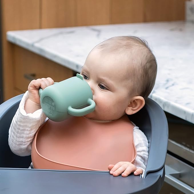 Beaba Silicone Sippy Cup, 5.5 oz, Silicone Material, Leakproof Lid, for Baby Toddler, Sage