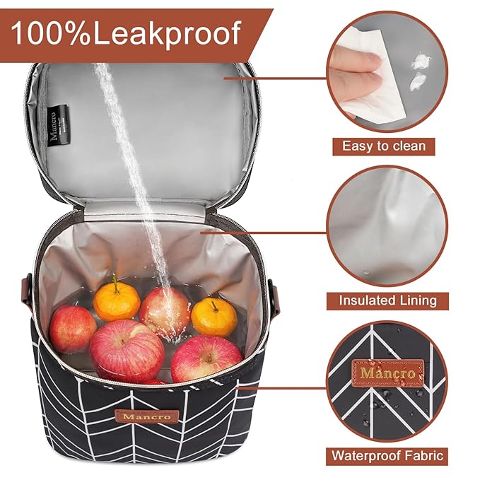 Mancro Breastmilk Cooler Bag, Insulated with Ice Pack, Fits 6 Baby Bottles Up to 9 Oz with On-The-Go Strap, Perfect for Nursing Moms and Daycare, Black Wave