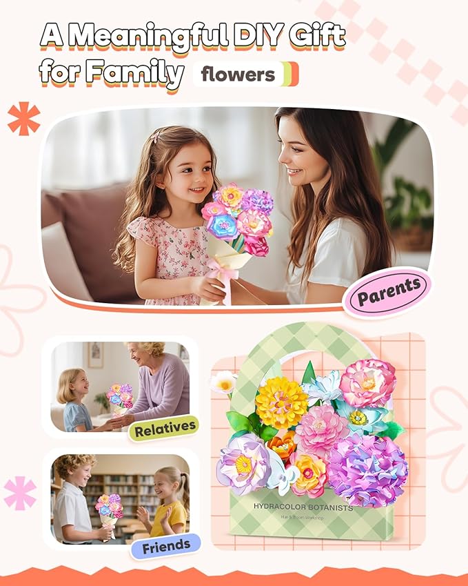 Paper Flowers for Crafts, Arts and Crafts for Kids Ages 8-12, Paper Flowers Science Kits, DIY Color Changing Flower Educational STEAM Toys, Christmas Birthday Gifts for Girls Age 5 6 7 8 9 10 11 12