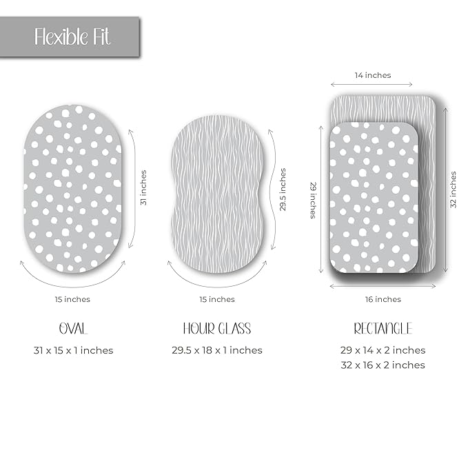 Bassinet Sheet Set 2 Pack 100% Jersey Cotton Grey and White Abstract Stripes and Dots by Ely's & Co.