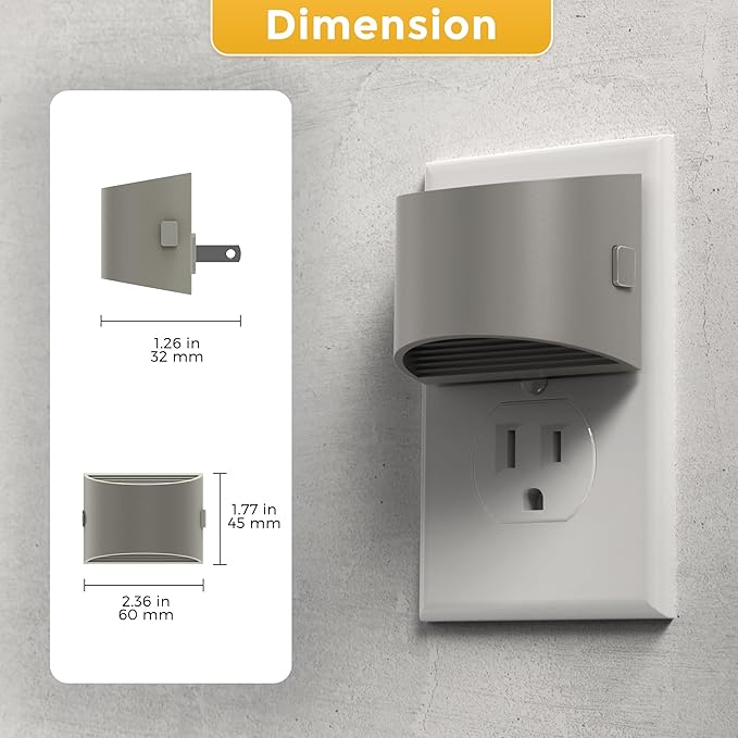 L LOHAS LED Night Lights Plug into Wall, Dimmable Night Light with 3 Level Brightness, 3000K Soft White, 2 Pack, Cement Gray Housing