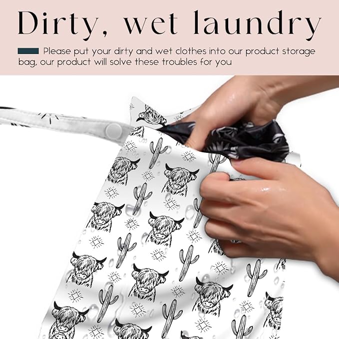 Waterproof Wet Bag for Swimsuit, Travel Beach Wet Dry Bag, Hidden Zipper Reusable Western Cowgirl Wet Bags, for Travel Beach Wet Swimsuits Toiletries Diapers Laundry Bag