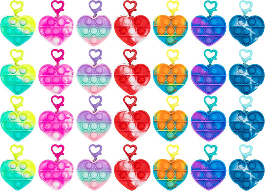 28PCS Mini Pop Bubble Fidget Sensory Toys Party Favors for Kids, Small Silicone Pop Keychain Bulk Toys, Classroom Student Prizes Easter Basket Goodie Bag Stuffers Christmas Valentine Gift for Kid