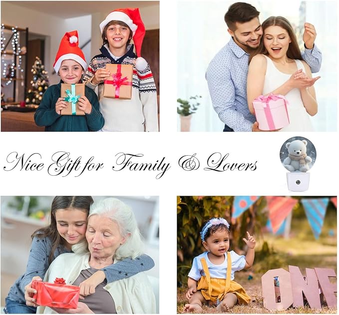 EKOBLA Cute Bear Night Light Bear White Fur Animal Winter Snowflakes Plug in Nightlights Dusk to Dawn Auto Sensor LED Plug-in Nightlights for Men Women Boys Girls