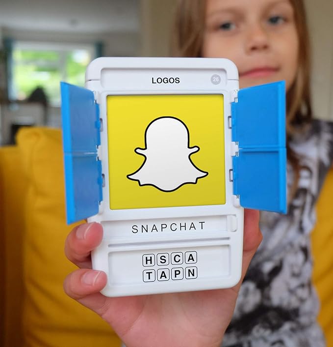 100 PICS Logos Travel Game - Guess 100 Logos | Flash Cards with Slide Reveal Case | Card Game, Gift, Stocking Stuffer | Hours of Fun for Kids and Adults | Ages 6+