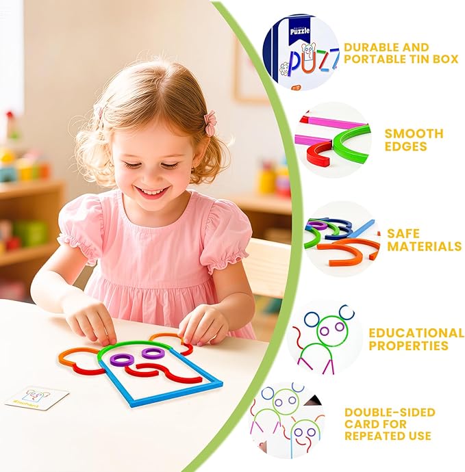 Sticks and Rings Builder, Stem Kids Toys for Preschool Kindergarten, Creative Learning Building Educational Resources, Fun Construction Puzzle Sticks Building Toys for Boys and Girls Ages 3-8, Gift