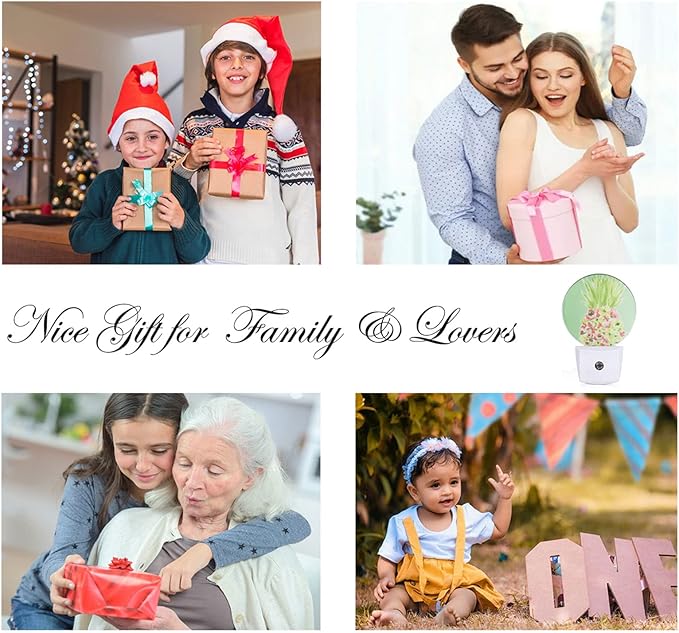 EKOBLA Cute Pineapple Night Light Tropical Fruit Plug-in Nightlights with Dusk to Dawn Sensor, 0.5W Energy Efficient Lighting for Bedroom & Kitchen (Auto On/Off Home Decor)