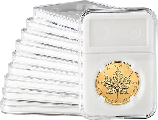 10-Pack Silver Dollar Coin Holder, 30mm Collection Holder, Clear Acrylic Slab Protectors and Display Case for Morgan, Peace, IKE Silver, Four-Point Fixation Capsules