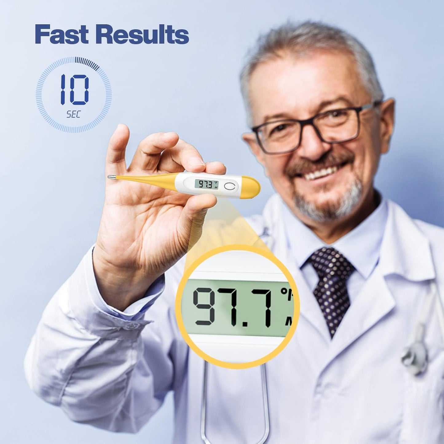 Boncare 10 Seconds Digital Thermometer for Adults and Kids - Accurate & Safe Rectal Thermometer for Baby with Fever Alarm, Oral Thermometer (Yellow)