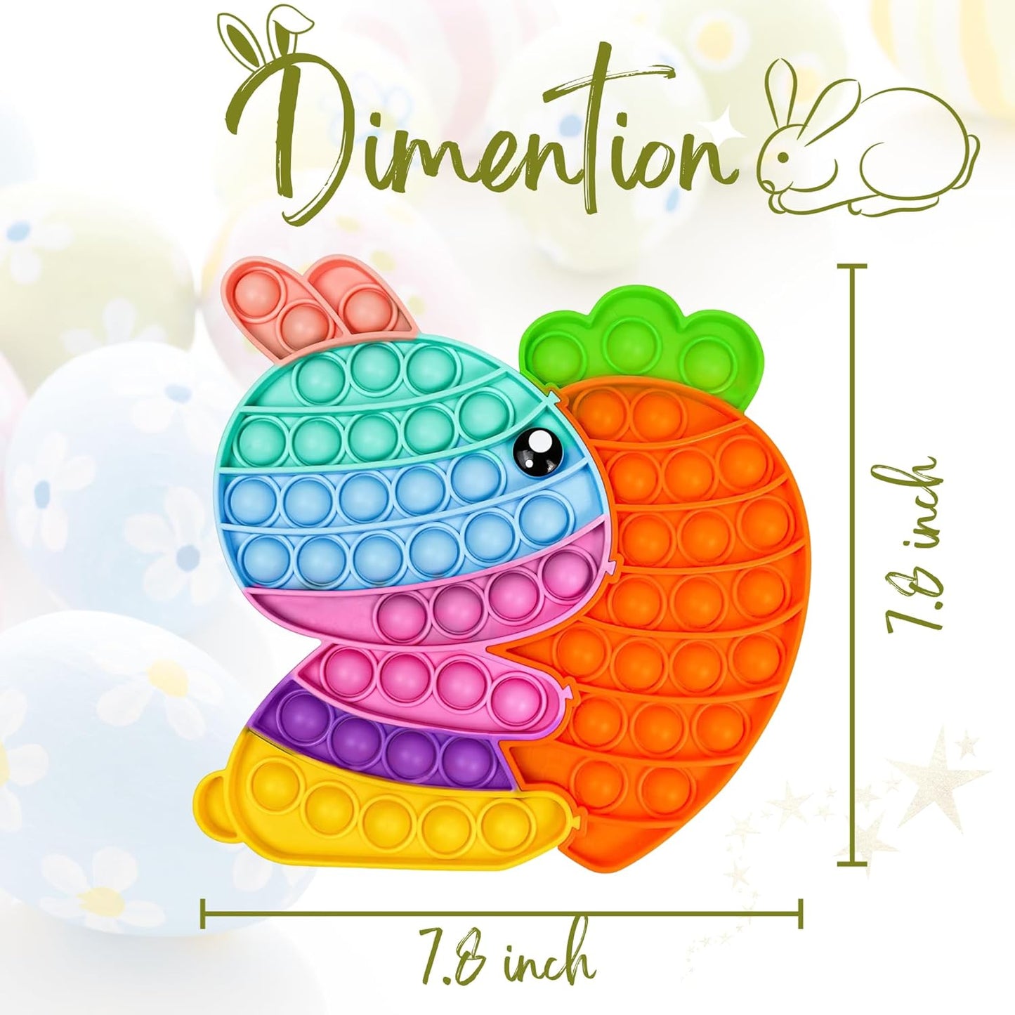 Bunny Carrot Pop Bubble Fidget Sensory Toys,Puzzle Popper Toy Pack,Great Gifts for Kids Boys and Girls 3 4 5 6 7 8 9 Year Old Birthday Party,Christmas,Stocking Easter Basket Stuffers(Rainbow)