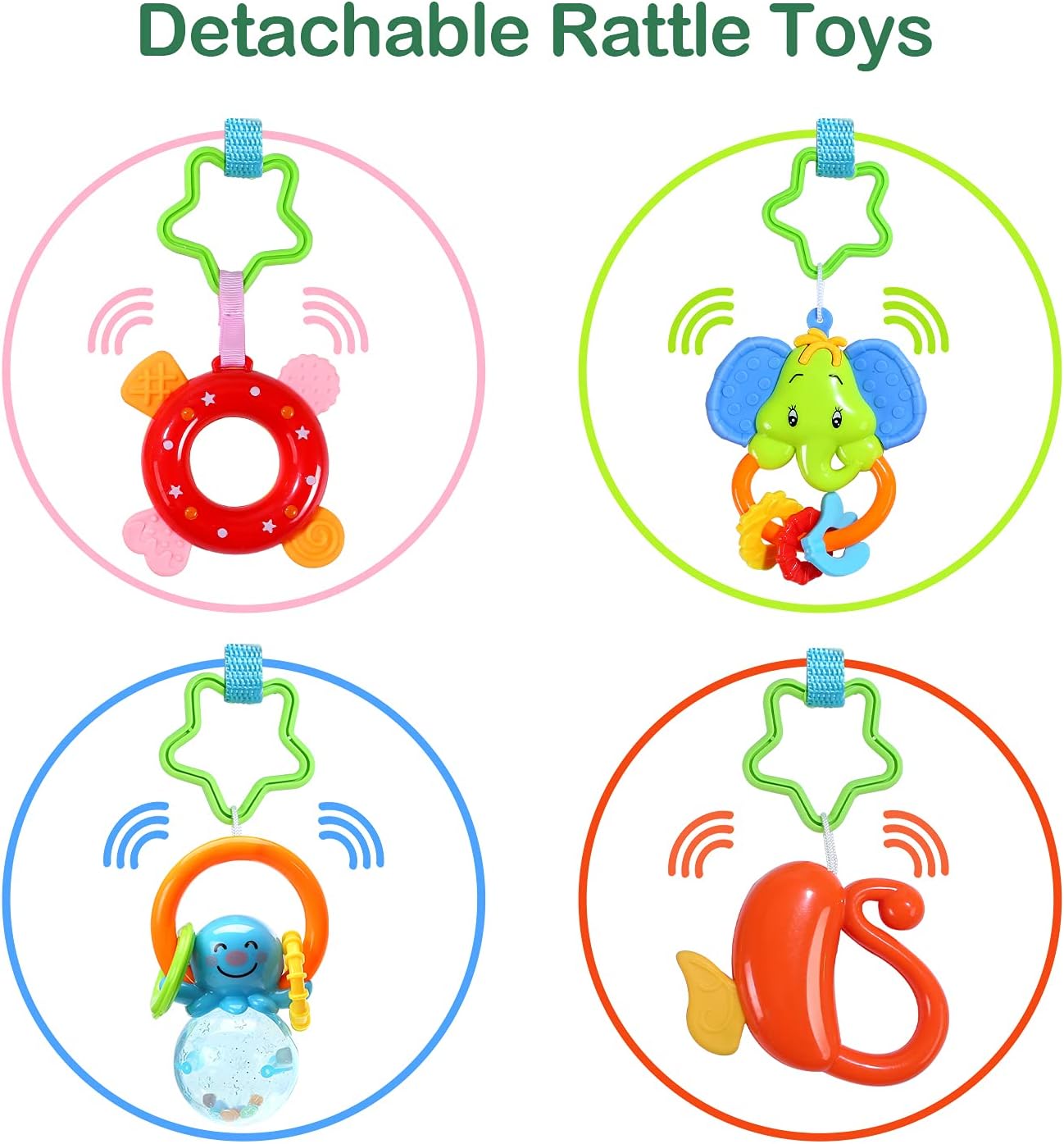 CUTE STONE Baby Gym Play Mat, Play Piano Gym with Tummy Time Activity Mat, Musical Activity Center for Infants Toddlers