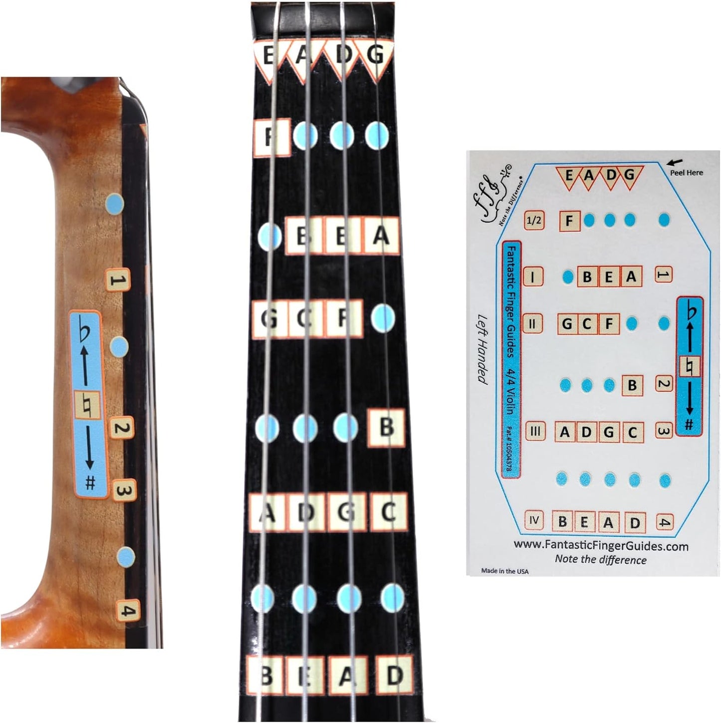 Fantastic Finger Guide for Violins Kids/Adult Beginner | Stringed Musical Instruments | Fingerboard and Fretboard Stickers for Learning All Notes | Play or Fiddle (LH 4/4)