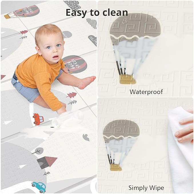 UANLAUO Foldable Baby Play Mat - 71 x 59 Inches, Reversible for Infants to Kids, Anti-Slip for Indoor and Outdoor