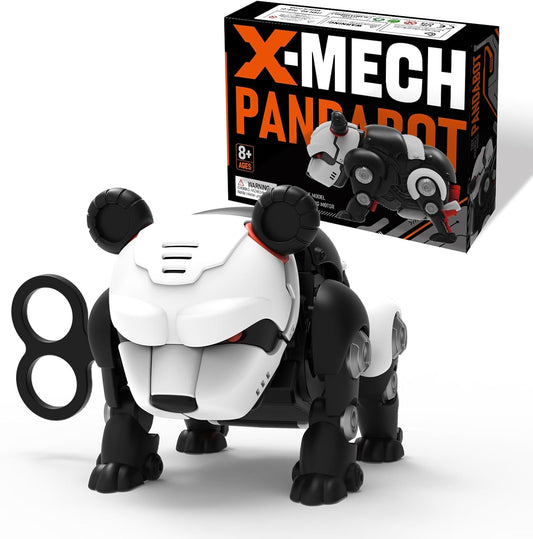 DINOBROS STEM Panda Mechanical DIY Building Blocks Toy 3D Puzzle Assembling Robot Wind Up Walking Pandabot Take Apart Toys for Kids X-MECH