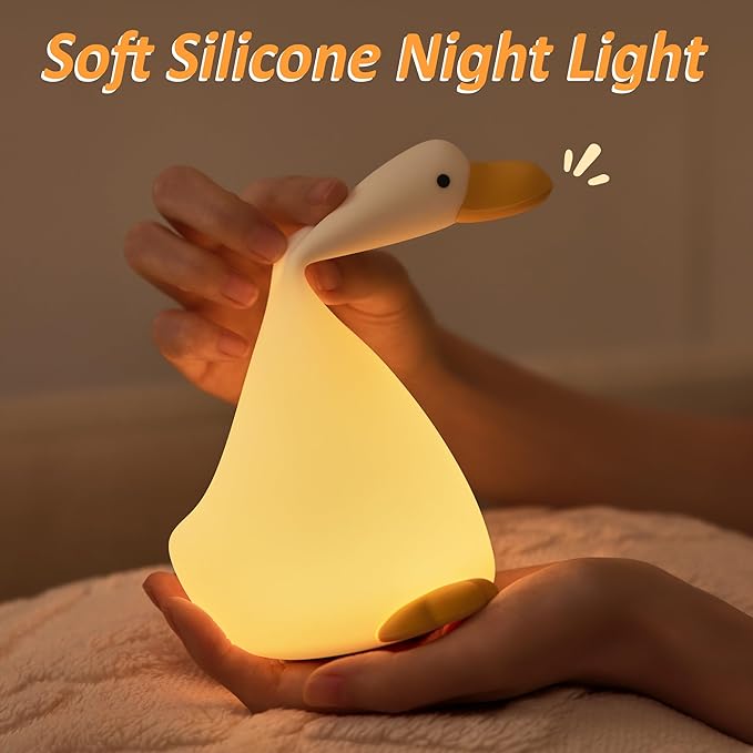 Attivolife Duck Night Light for Nursery, Cute Animal Dream Duck Lamp with Dimmable Timer, Rechargeable Bedroom Bedside Decor Touch Soft Silicone Nightlight, Birthday Xmas Gift for Kid Baby Girl Boy