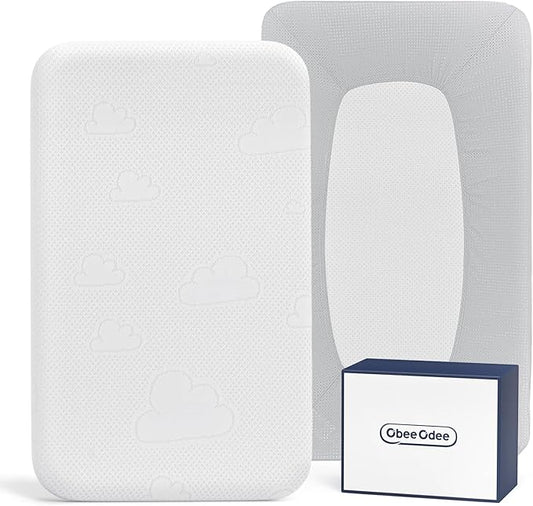 33x20x1.5 Breathable Crib Mattress Protector, Gel Memory Foam Toddler Mattress, Portable Crib Mattress Cover with Sheet for Mini Cribs & Baby Bassinet (Gray)