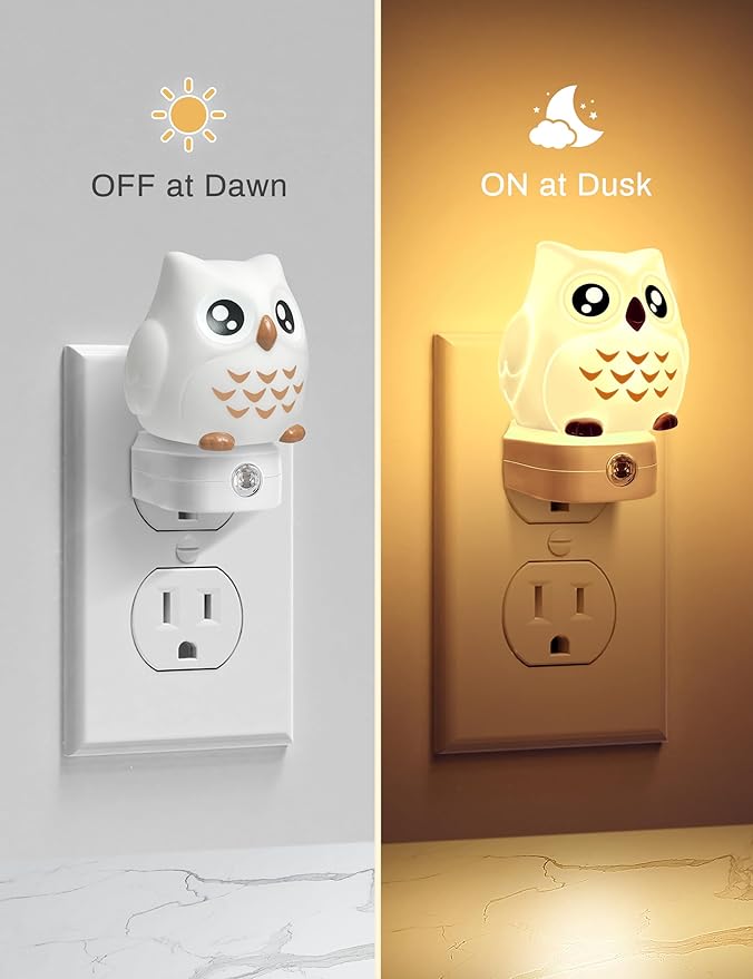 DORESshop Owl Night Lights Plug Into Wall, Cute Night Light for Kids, 8-Color LED Night Light with Dusk to Dawn Sensor, Decorative Nightlight for Kid Room, Bathroom, Bedroom, Children Gift, 1 Pack