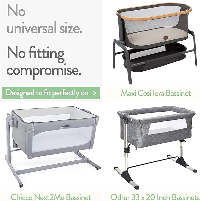 Bedside Sleeper Bassinet Fitted Sheets 33x20 for Maxi COSI Iora, Koola Baby, Baby Joy, Angelbliss, Kidsclub Bedside Bassinet – 100% Jersey Cotton – Dusty Blue + Navy – 2 Pack