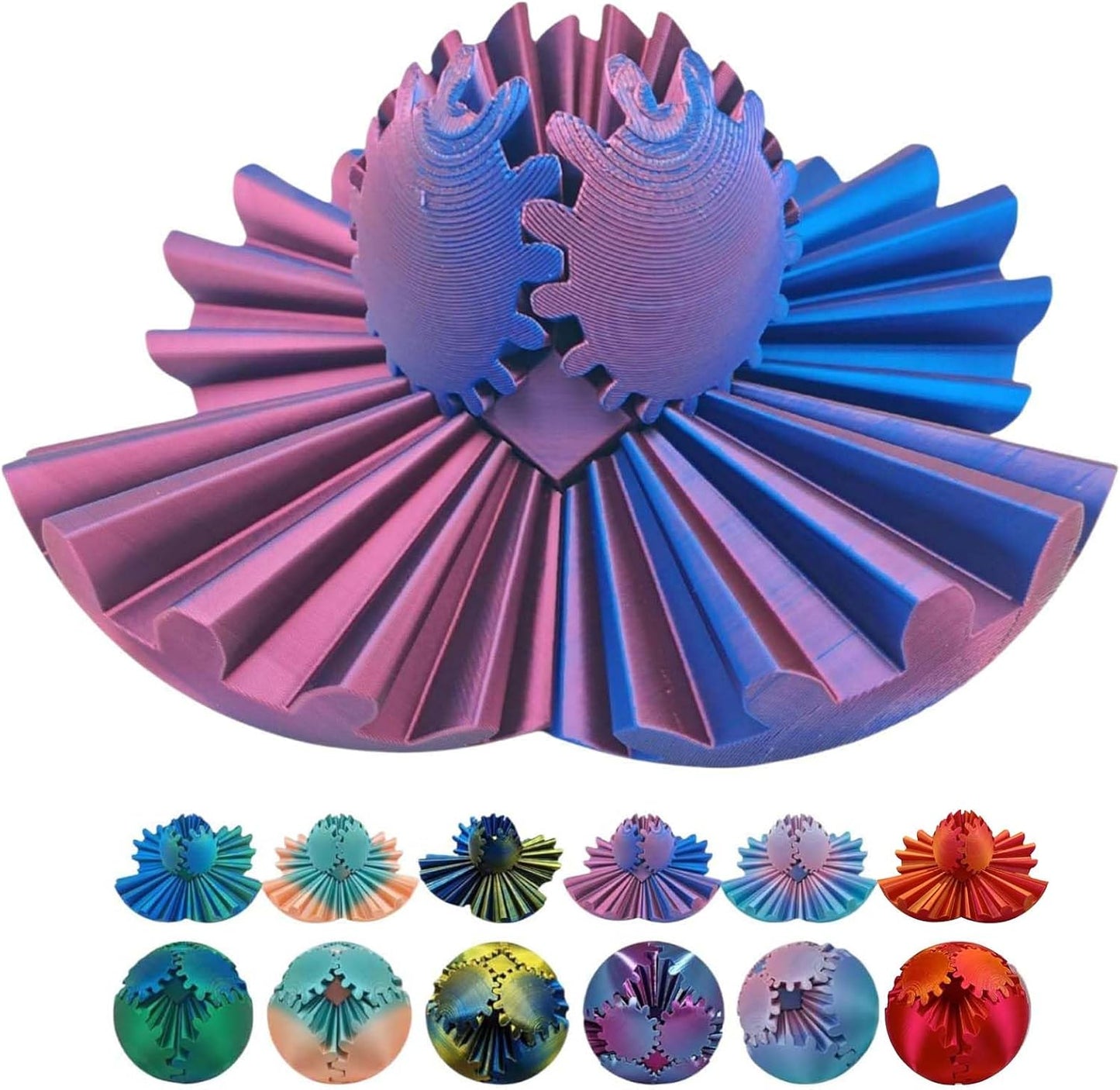 Gear Ball 3D Printed Gear Ball, Gear Fidget Toy, Eye-Catching Spin Ball, Stress Relief Gear Sphere, Ideal for Sensory Needs and Autism, Perfect Creative Gift (B)
