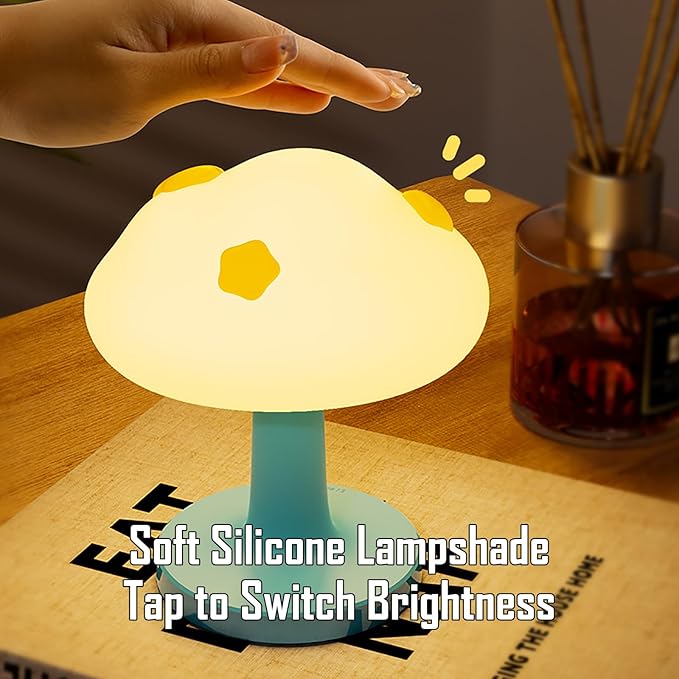 Cloud and Bunny Rechargeable Night Light, Safe Soft Silicone Material, 3 Brightness Levels, Tap Control, Warm Light, Toddler Sleeping Lamp, Bedroom Night Lamp, Gift for Baby and Kid (Cloud and Bunny)