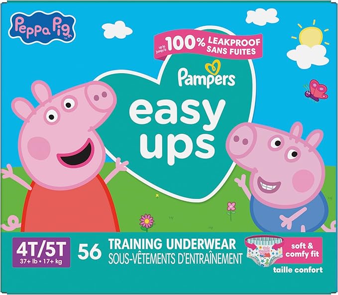 Pampers Training Pants - Easy Ups Girls & Boys - Size 4T-5T, 56 Count, Peppa Pig Potty Underwear (Packaging May Vary)