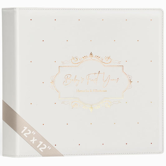 Keepsake Baby Memory Book Girl Boy – Timeless Leather-Bound Baby Milestone Book – Baby Book Keepsake Record First 5 Years – Gender Neutral Baby Scrapbook Album Baby Album Journal Registry Search Gift