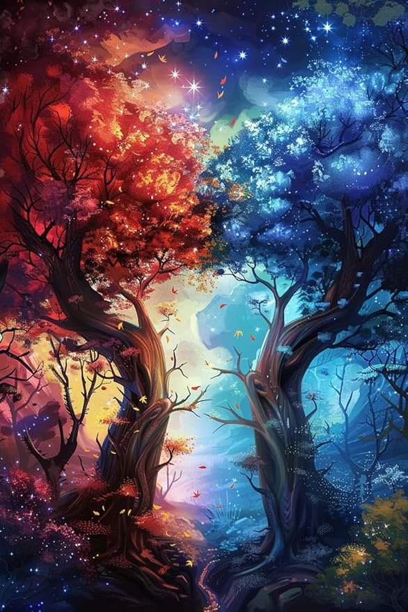 1000-Piece Wooden Puzzle - Precise Cutting Technology, Autumn and Winter Trees Adult Puzzle Toy, Perfect for Room & Wall Decoration