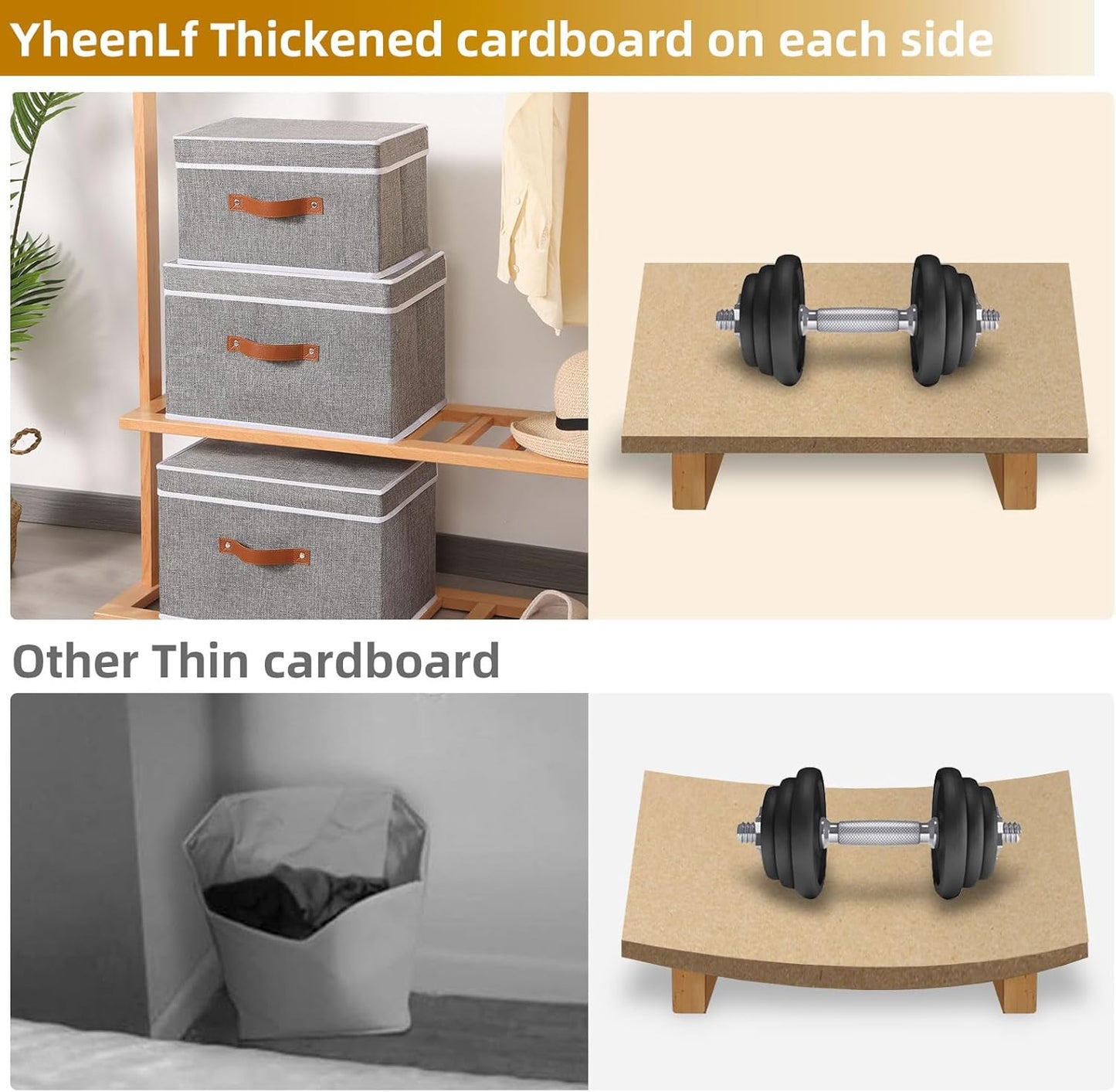 Collapsible Storage Bins with Lids, Linen Foldable Cloth Baskets, 17.7 x 11.8 x 11.8 Inch Closet Organizer Containers with Double Handles, Sweater Boxes for Bedroom, Grey, 5 Pack